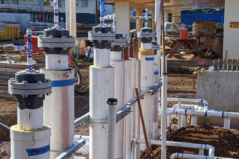 Site chilled water and tempered water stubouts for the Living Quarters